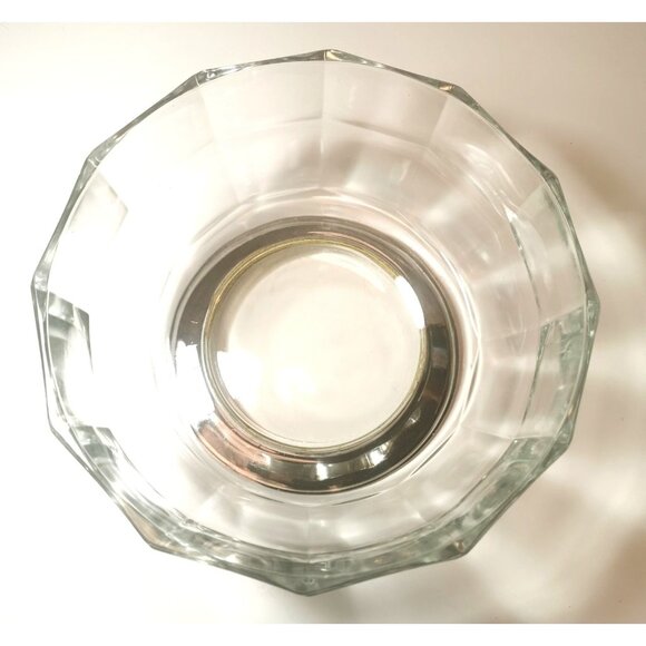 Glass Fruit Bowl Large Clear Decagon Crystal With Silver Plated Base Vintage - Picture 2 of 9